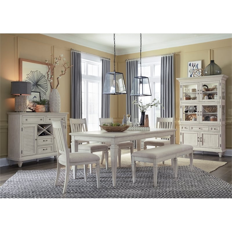 Magnussen Home Newport Solid Wood Buffet/Sideboard in Soft Alabaster Finish