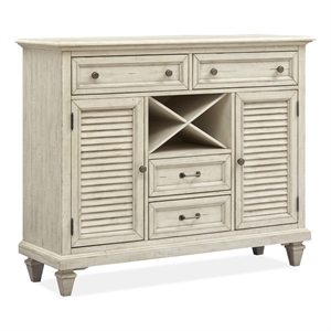 Magnussen Home Newport Solid Wood Buffet/Sideboard in Soft Alabaster Finish
