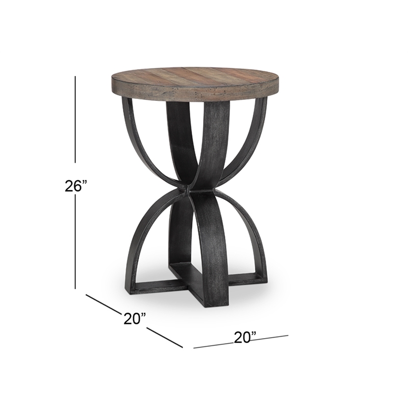 Magnussen Home Bowden Rustic Honey And Distressed Iron Round Accent Table