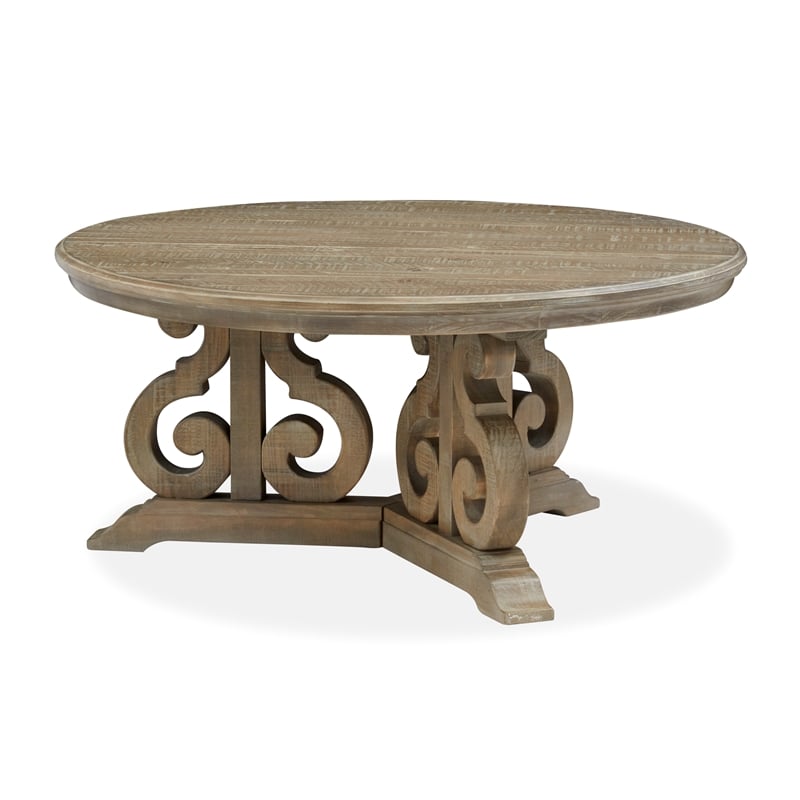 Magnussen Home Tinley Park Dove Tail Grey Round Cocktail Table