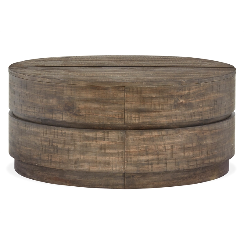 Magnussen Home Baisden Tobacco Round Lift Top Cocktail Table With Casters