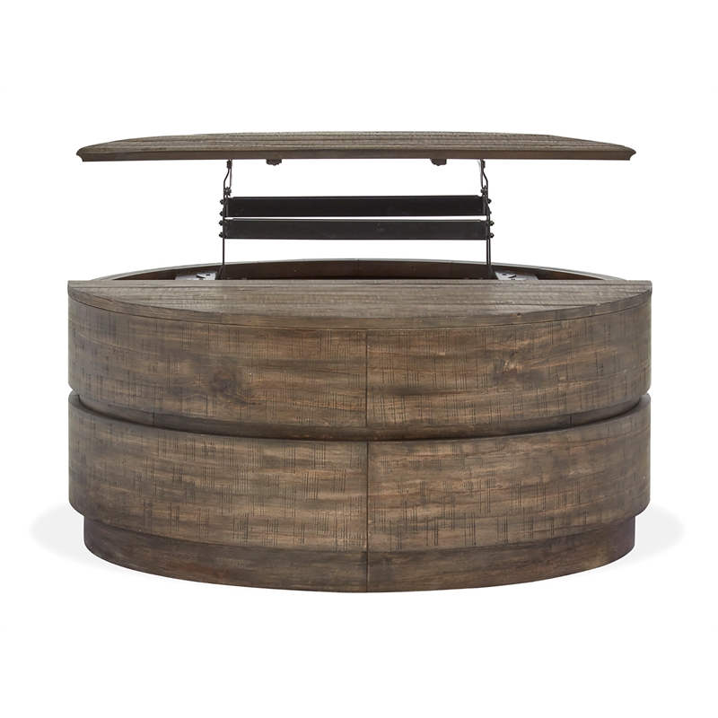 Magnussen Home Baisden Tobacco Round Lift Top Cocktail Table With Casters