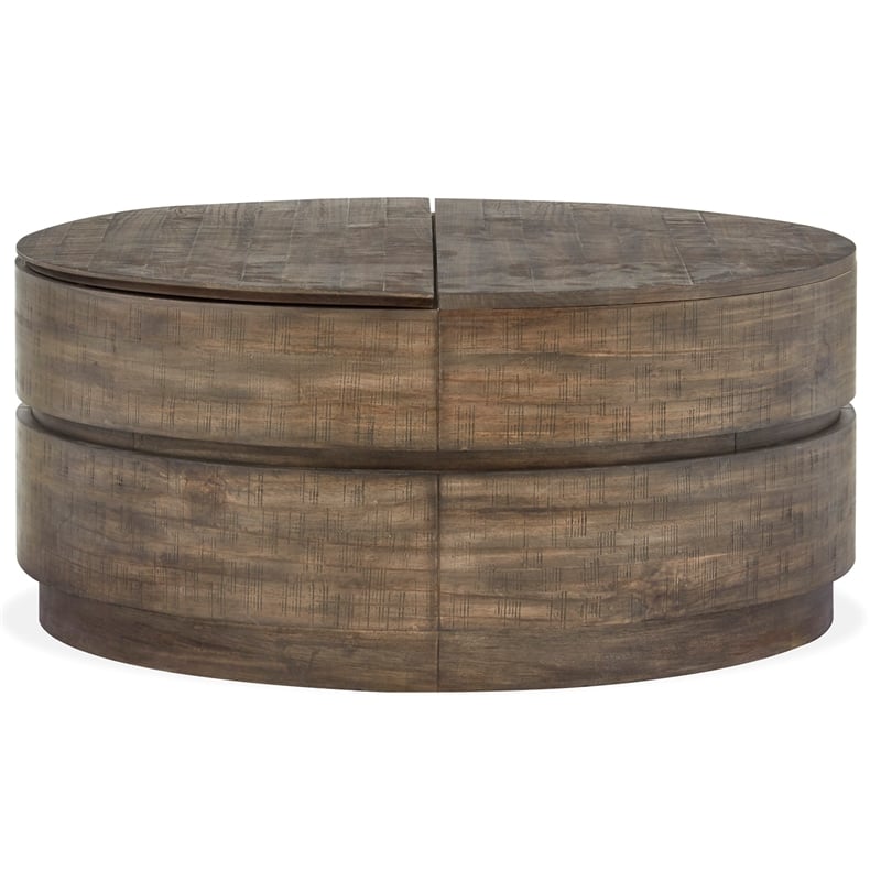 Magnussen Home Baisden Tobacco Round Lift Top Cocktail Table With Casters