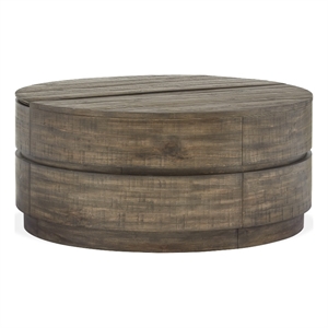 Magnussen Home Baisden Tobacco Round Lift Top Cocktail Table With Casters
