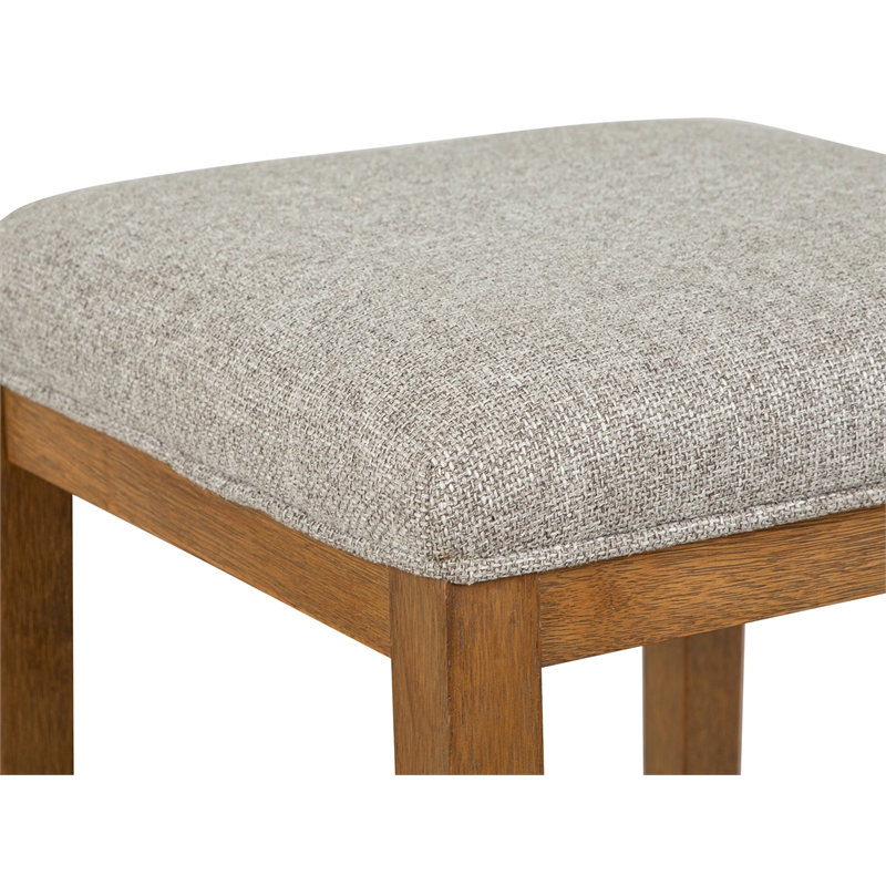 Magnussen Home Lindon Belgian Wheat Grey Upholstered Stool
