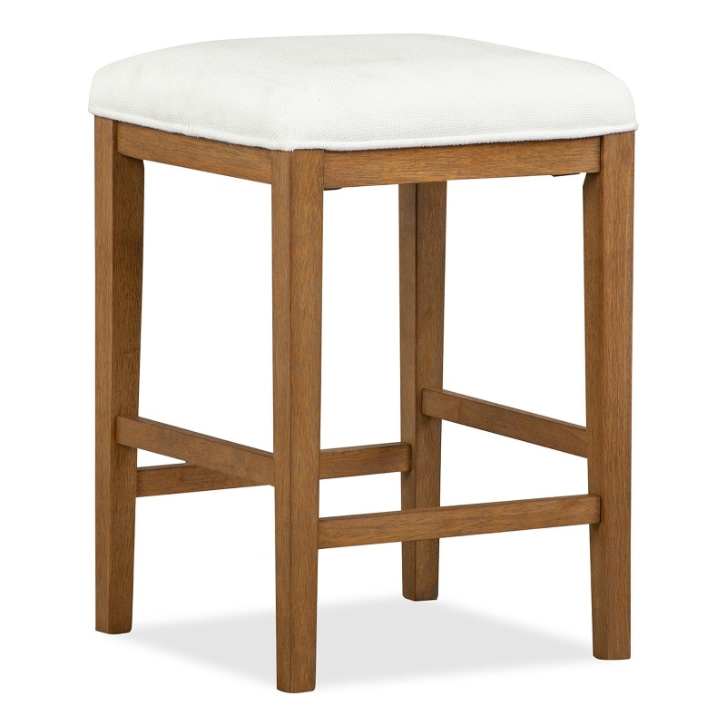 Magnussen Home Lindon Belgian Wheat White Upholstered Stool
