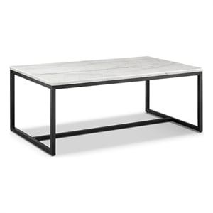 Magnussen Home Torin White Marble And Matte Black Rectangular Cocktail Table