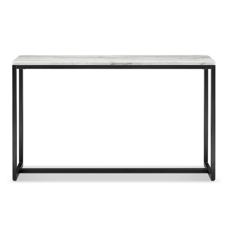Magnussen Home Torin White Marble And Matte Black Rectangular Sofa Table