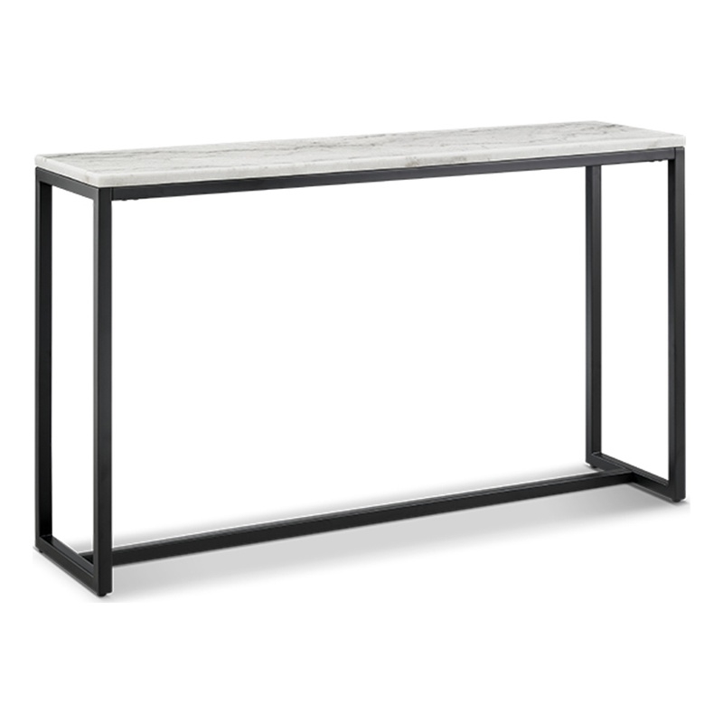 Magnussen Home Torin White Marble And Matte Black Rectangular Sofa Table