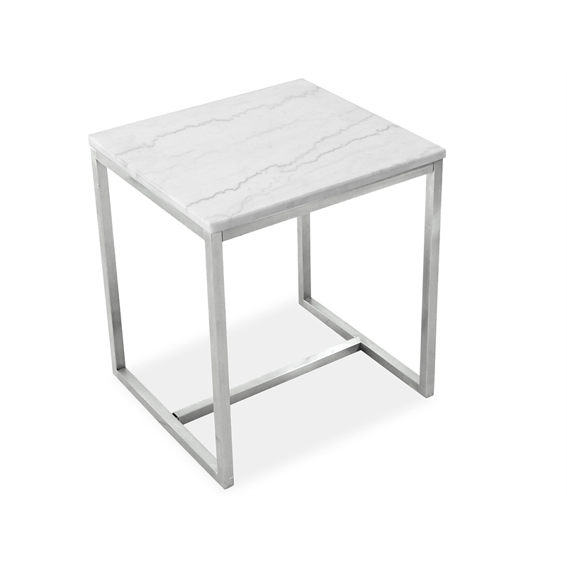 Magnussen Home Esme White Marble And Brushed Nickel Rectangular End Table