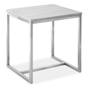 Magnussen Home Esme White Marble And Brushed Nickel Rectangular End Table