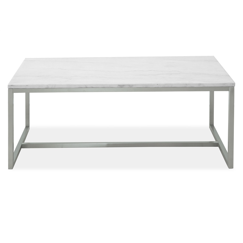 Magnussen Home Esme White Marble And Brushed Nickel Rectangular Cocktail Table