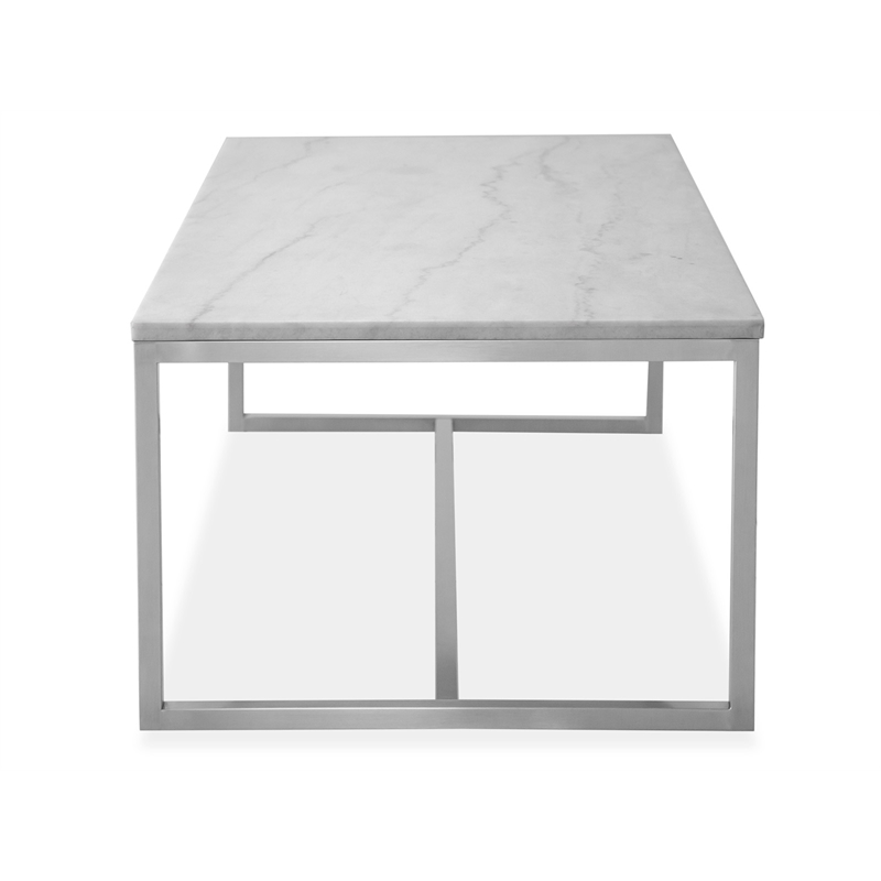 Magnussen Home Esme White Marble And Brushed Nickel Rectangular Cocktail Table