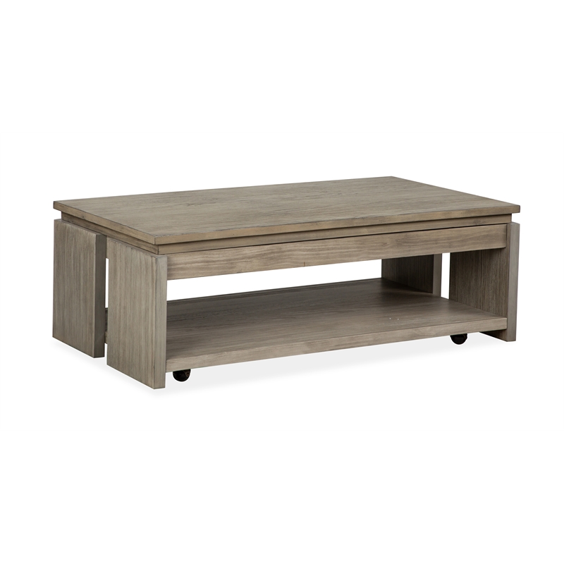 Magnussen Home Conrad Stone Rectangular Lift Top Cocktail Table With Casters