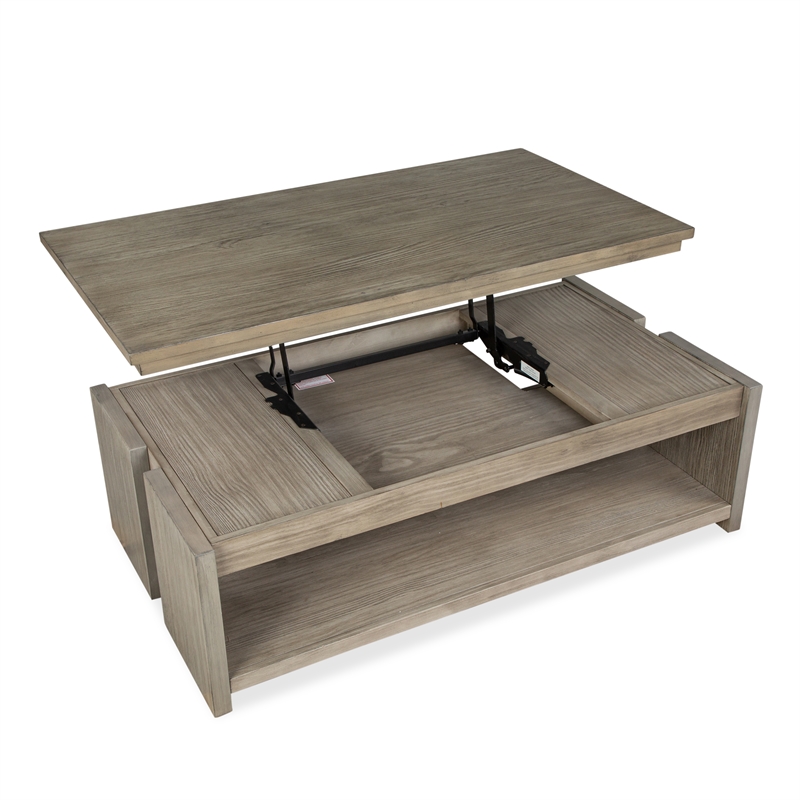 Magnussen Home Conrad Stone Rectangular Lift Top Cocktail Table With Casters