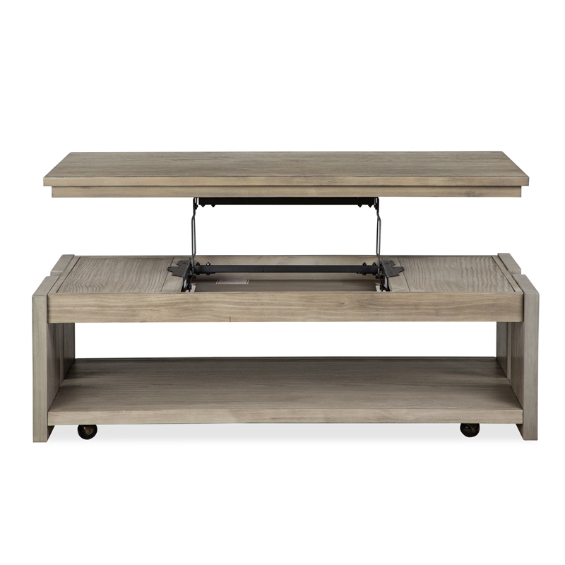 Magnussen Home Conrad Stone Rectangular Lift Top Cocktail Table With Casters