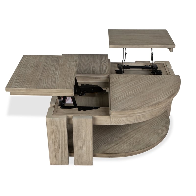 Magnussen Home Conrad Stone Pie Shaped Lift Top Cocktail Table With Casters