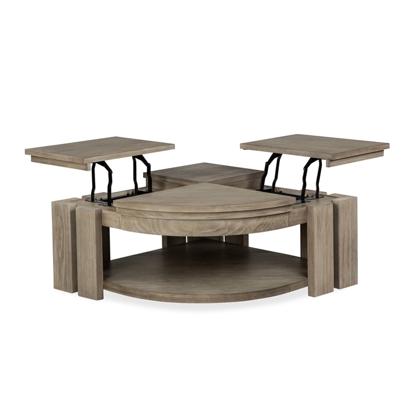 Magnussen Home Conrad Stone Pie Shaped Lift Top Cocktail Table With Casters