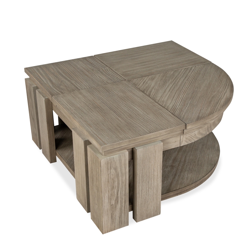 Magnussen Home Conrad Stone Pie Shaped Lift Top Cocktail Table With Casters