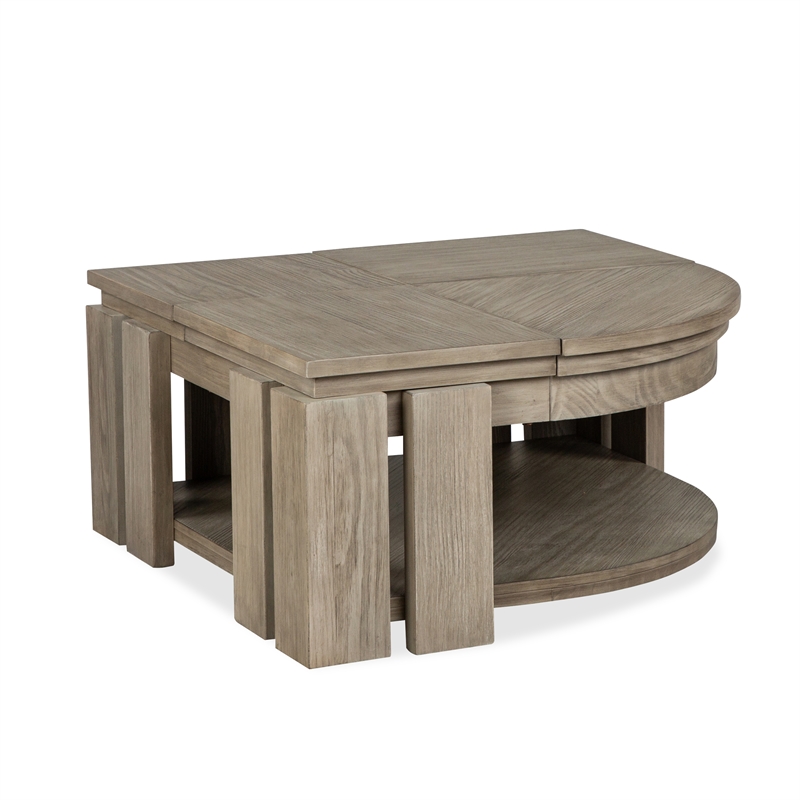 Magnussen Home Conrad Stone Pie Shaped Lift Top Cocktail Table With Casters