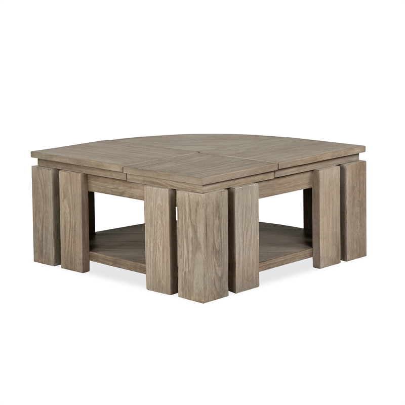Magnussen Home Conrad Stone Pie Shaped Lift Top Cocktail Table With Casters
