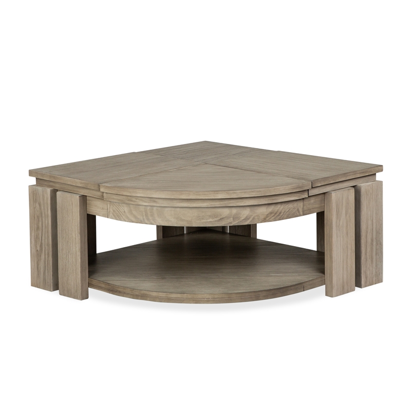 Magnussen Home Conrad Stone Pie Shaped Lift Top Cocktail Table With Casters