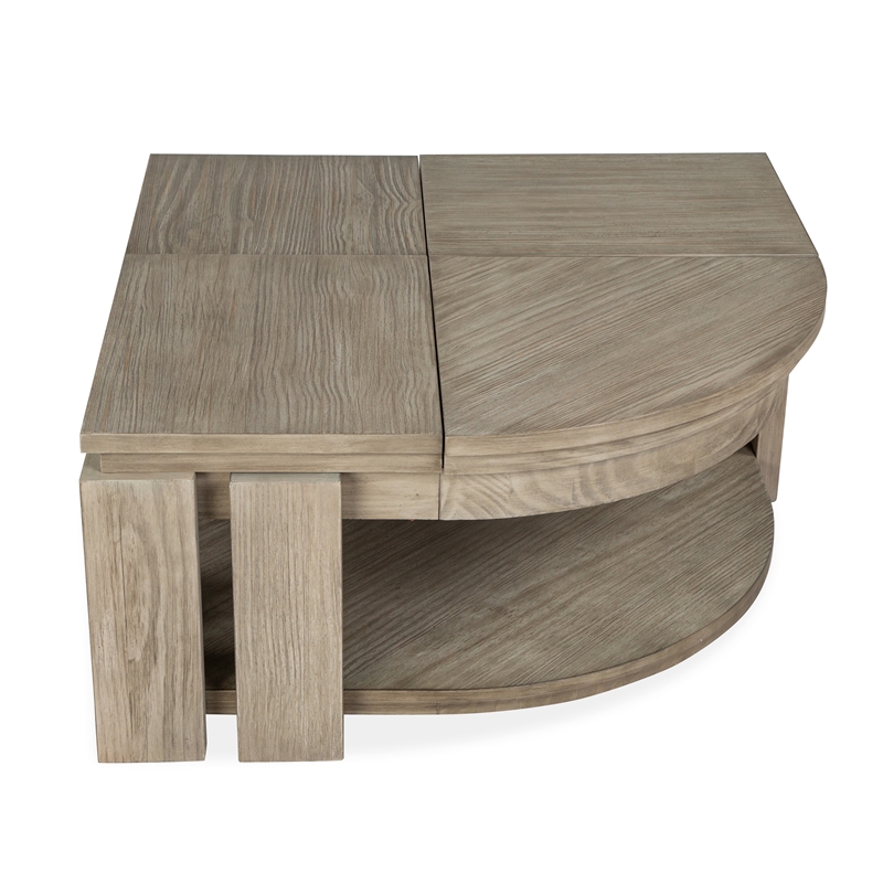 Magnussen Home Conrad Stone Pie Shaped Lift Top Cocktail Table With Casters
