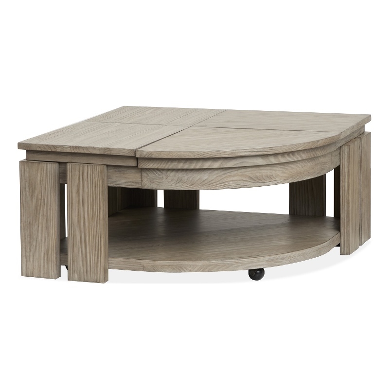 Magnussen Home Conrad Stone Pie Shaped Lift Top Cocktail Table With Casters