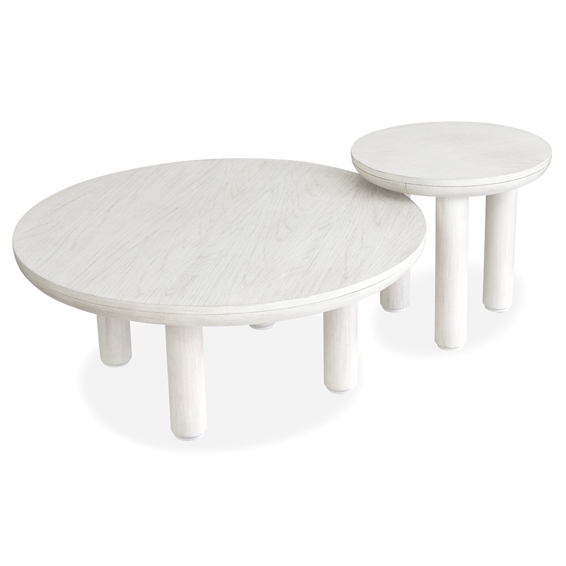Magnussen Home Sunset Cove Moonlight Pearl Nesting Cocktail Table With Casters