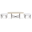 Magnussen Home Jennings Oval Cocktail Table With 2 Ottomans