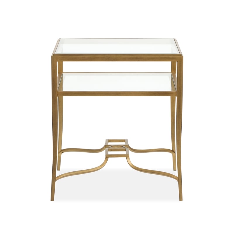 Magnussen Home Lorena Burnished Brass Rectangular End Table