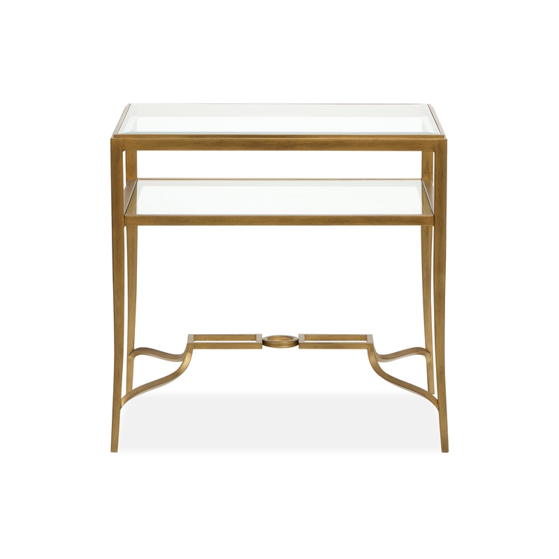 Magnussen Home Lorena Burnished Brass Rectangular End Table