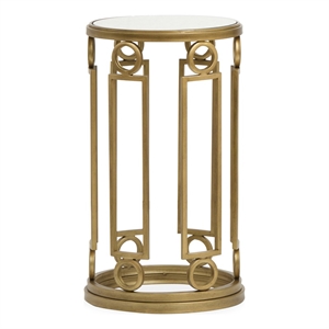 Magnussen Home Lorena Burnished Brass Round Accent Table