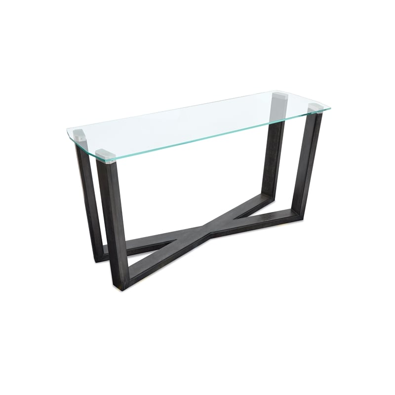 Magnussen Home Wexler Black Truffle And Clear Glass Rectangular Sofa Table