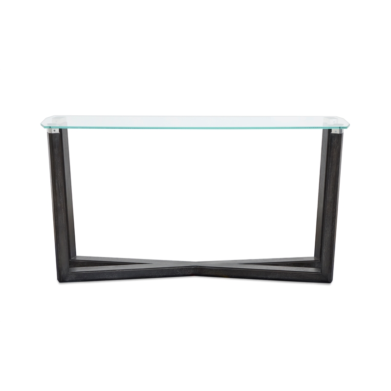 Magnussen Home Wexler Black Truffle And Clear Glass Rectangular Sofa Table