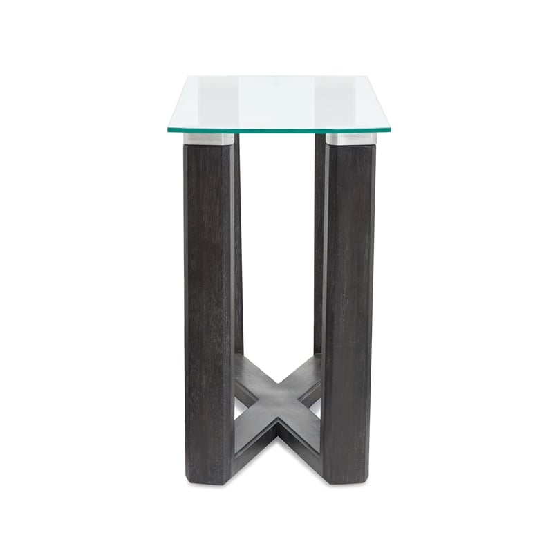 Magnussen Home Wexler Black Truffle And Clear Glass Rectangular Sofa Table