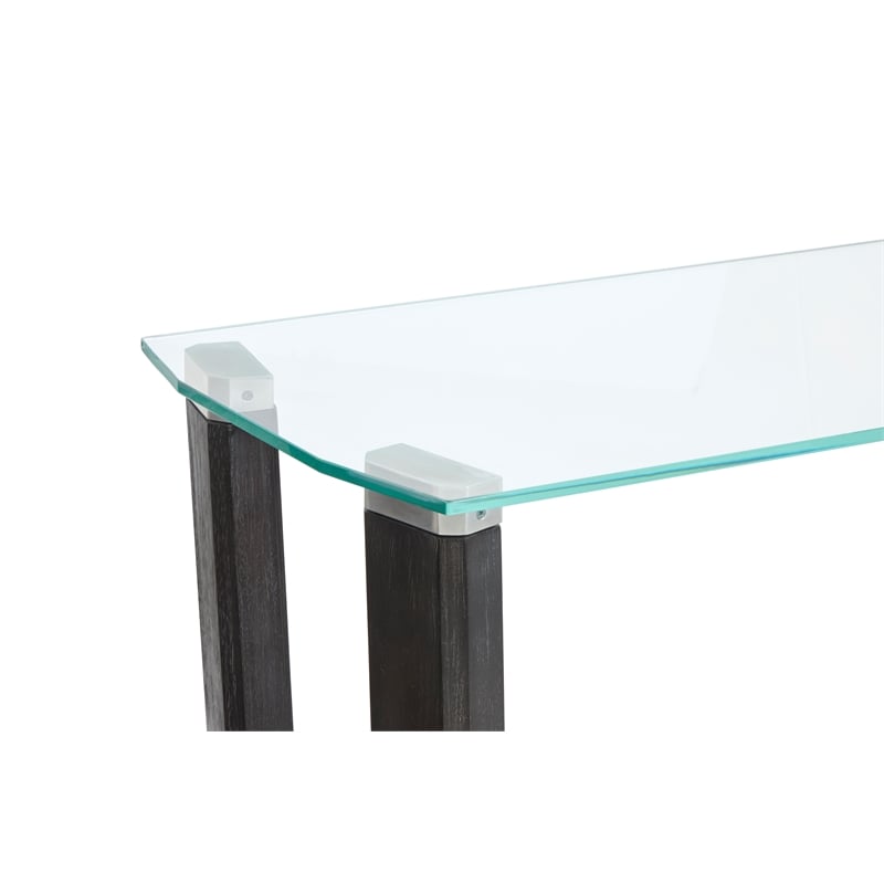 Magnussen Home Wexler Black Truffle And Clear Glass Rectangular Sofa Table