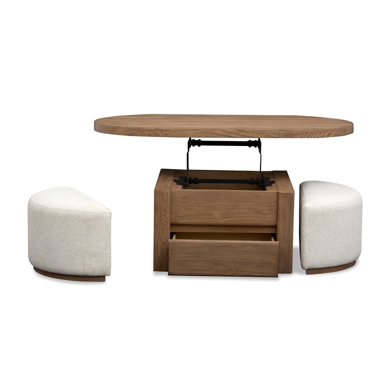 Magnussen Home Hayden Lift Top Cocktail Table With Casters & 2 Uph.Stools