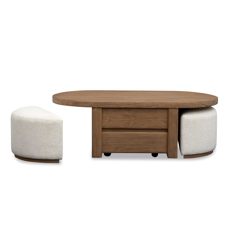 Magnussen Home Hayden Lift Top Cocktail Table With Casters & 2 Uph.Stools