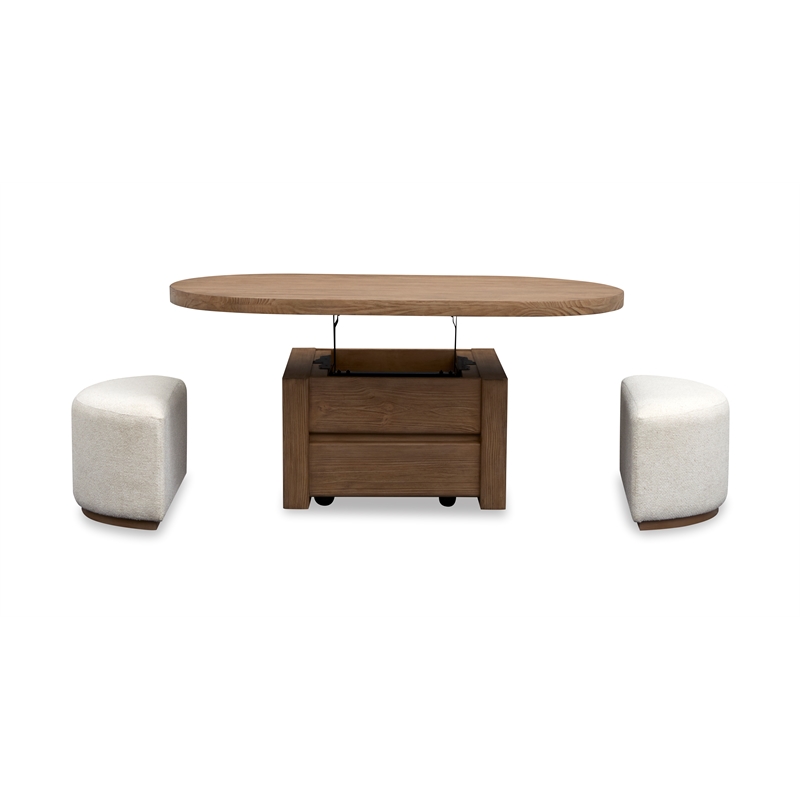 Magnussen Home Hayden Lift Top Cocktail Table With Casters & 2 Uph.Stools