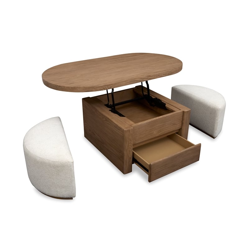 Magnussen Home Hayden Lift Top Cocktail Table With Casters & 2 Uph.Stools