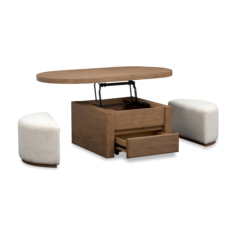 Magnussen Home Hayden Lift Top Cocktail Table With Casters & 2 Uph.Stools