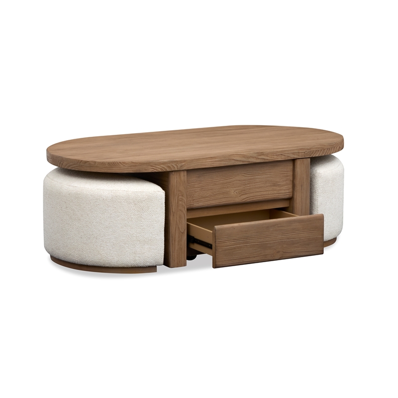 Magnussen Home Hayden Lift Top Cocktail Table With Casters & 2 Uph.Stools