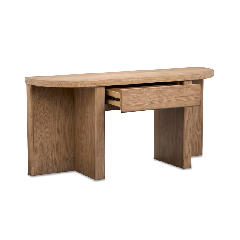 Magnussen Home Hayden Golden Oat Demilune Sofa Table