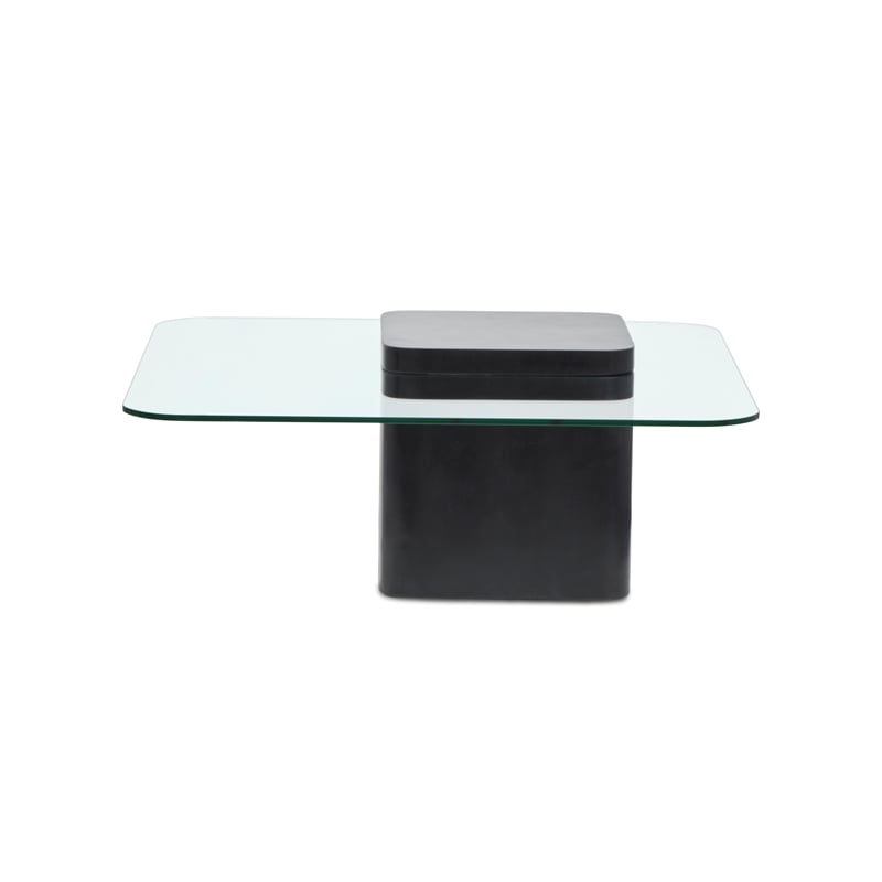 Magnussen Home Donora Clear Glass And Obsidian Square Cocktail Table