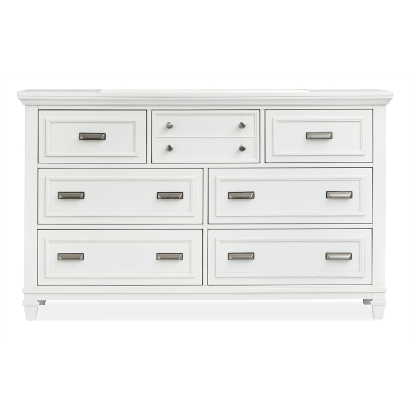Magnussen Home Charleston White Dove White Drawer Dresser With Landscape Mirror
