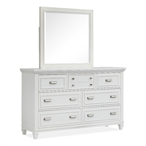 Magnussen Home Charleston White Dove White Drawer Dresser With Landscape Mirror