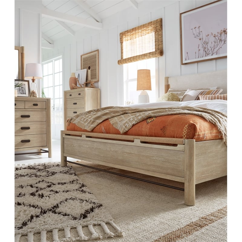 Salt Life Home Sunset Cove Sanibel Brown Queen Panel Upholstered Bed