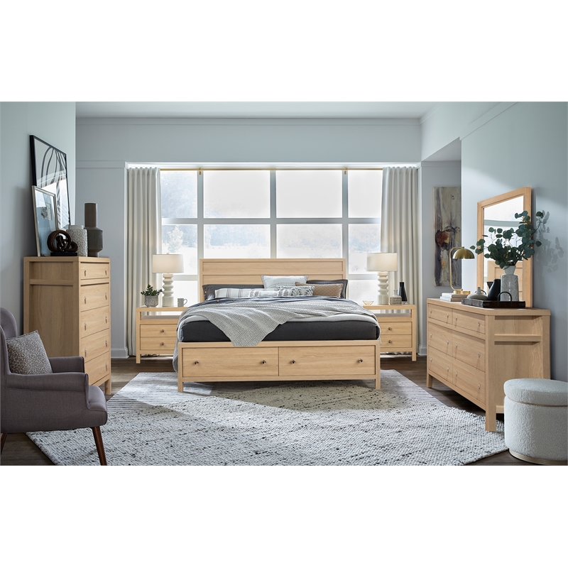 Magnussen Home Merrifield Sandstone Beige Queen Panel Storage Bed