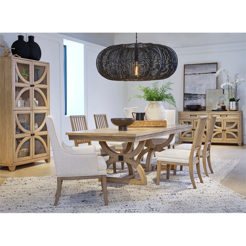 Magnussen Home Coventry Honey Maple Upholstered Host Chair Two Pack